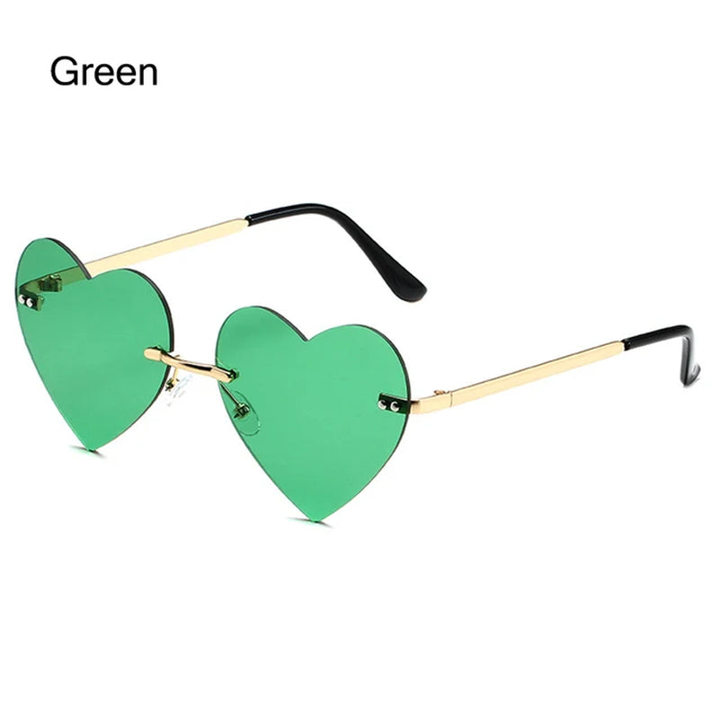 Heart Shape Fire Flame Sunglasses Wave Rimless Narrow Retro UV 400 Streetwear Vintage Eyeglasses Cycling Outdoor Sun Glasses