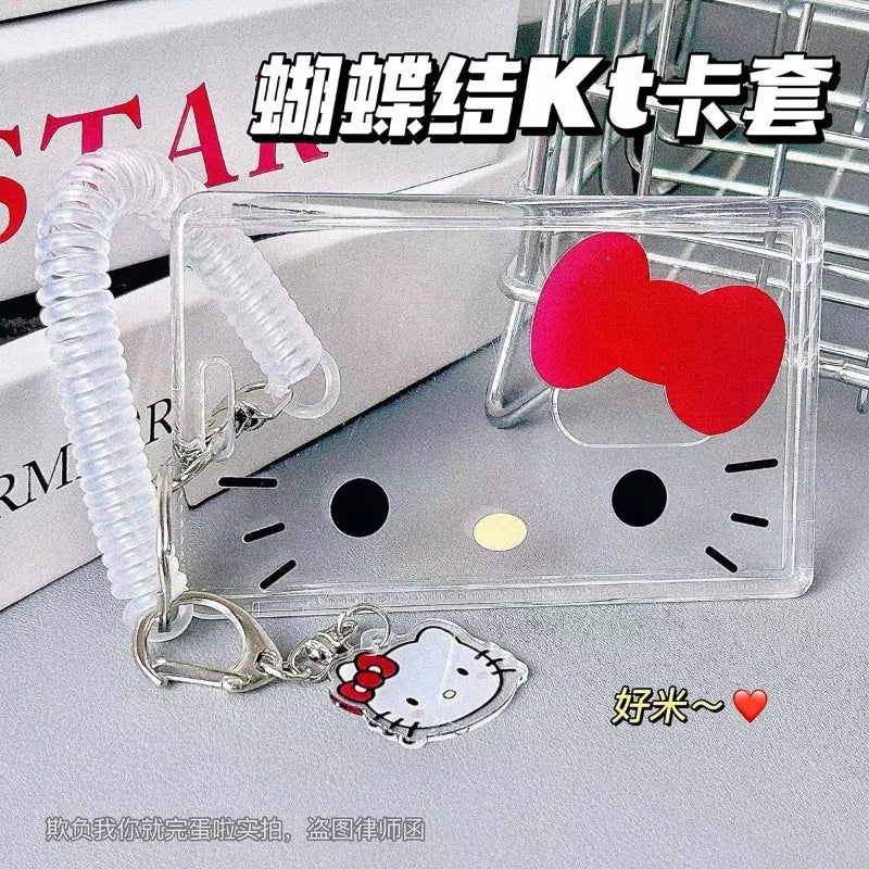 Hello Kitty Card Holder Cartoon Cute Badge Credit Card Holders Badge Credit Bank ID Holders Women Keychain Bus Card Cover Cases