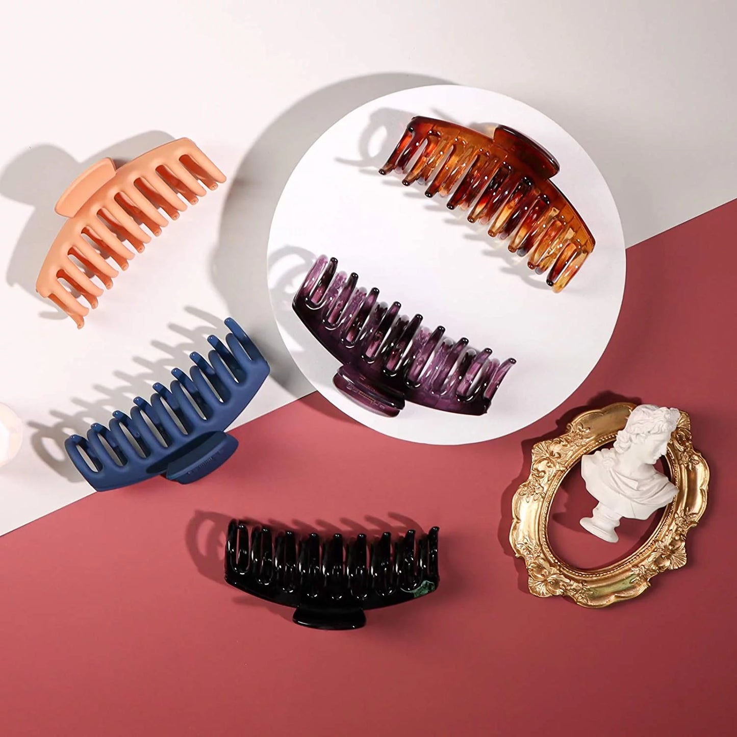 10PCS Hair Claw Clips 4.3" Jumbo Nonslip Clips Large Celluloid Jaw Clamp Tortoise Barrette Strong Hold Hair Accessories for Women Girls Thick/Thin Hair