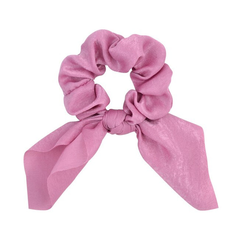 New Chiffon Bowknot Silk Hair Scrunchies Women Pearl Ponytail Holder Hair Ties Hair Rope Rubber Bands Headwear Hair Accessories