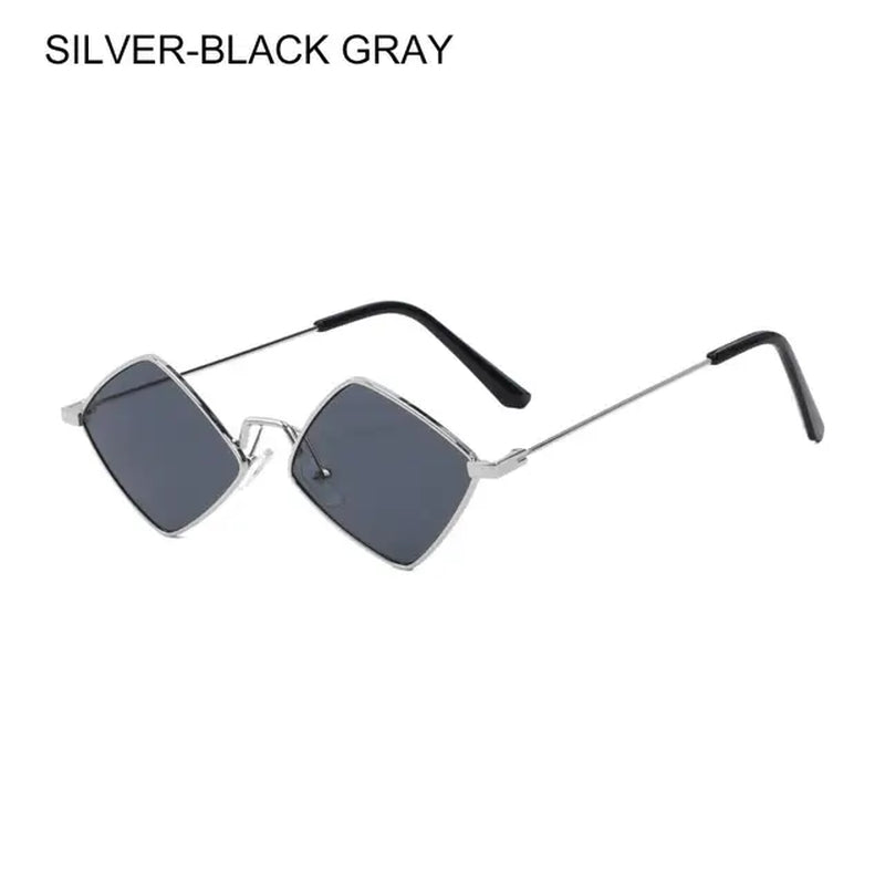 Hipster Polygon Women Sunglasses Irregular Vintage Small Frame Rhombus Ladies Sunglasses Shades Retro Alloy Eyewear Black