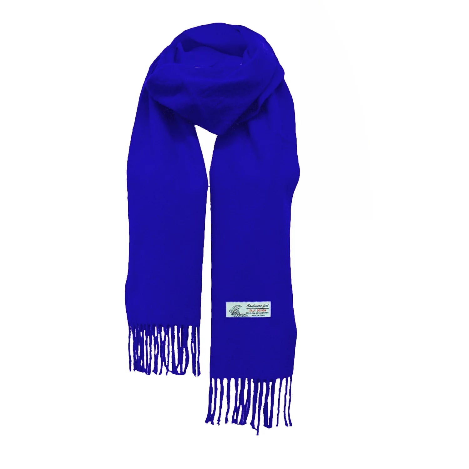 Unisex Winter Solid Plain Scarves Cashmere Feel Classic Super Soft Luxurious Scarf - Blue