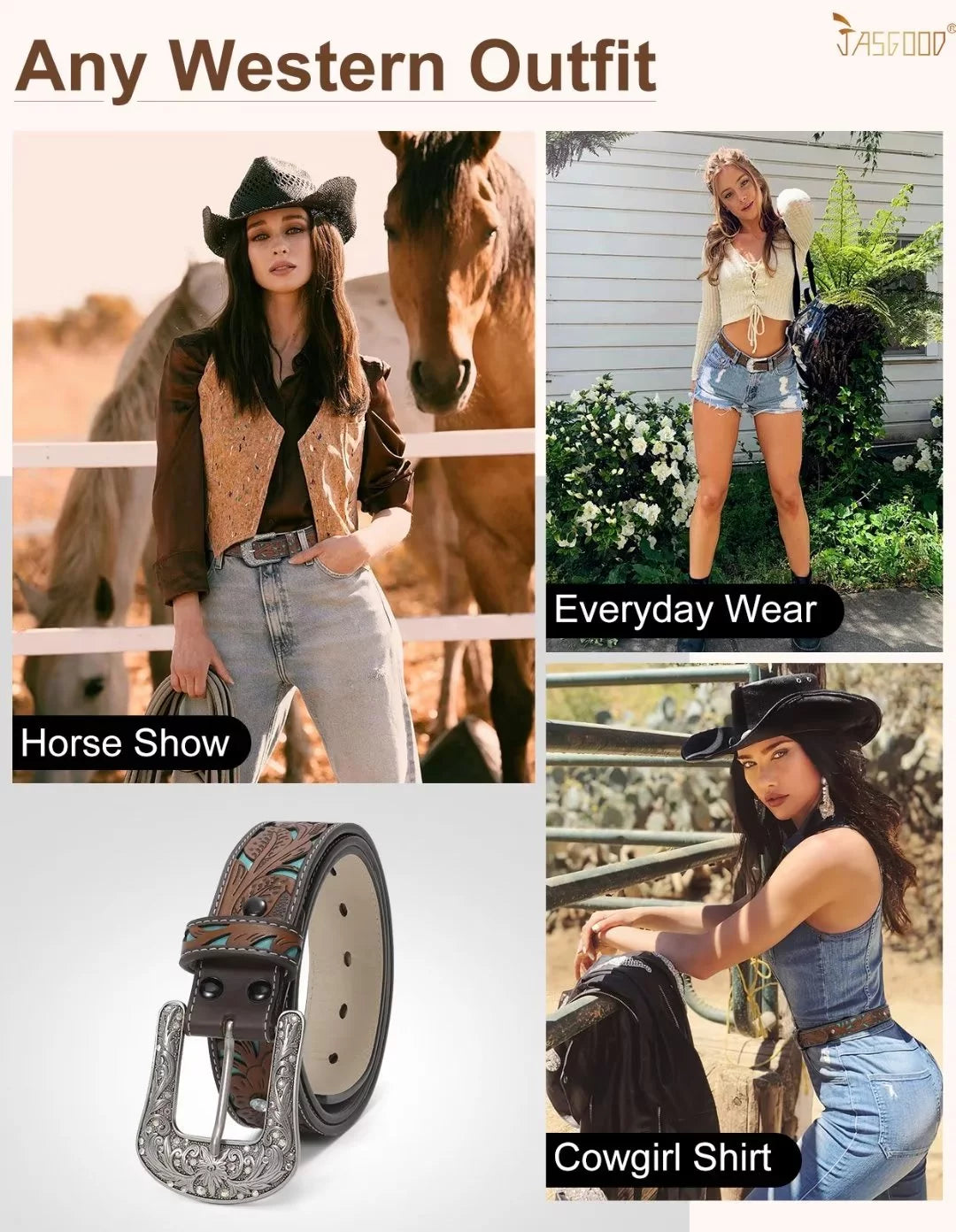 Western Belts for Women Cowgirl Cowboy Country Belt for Jeans Pants Dresses