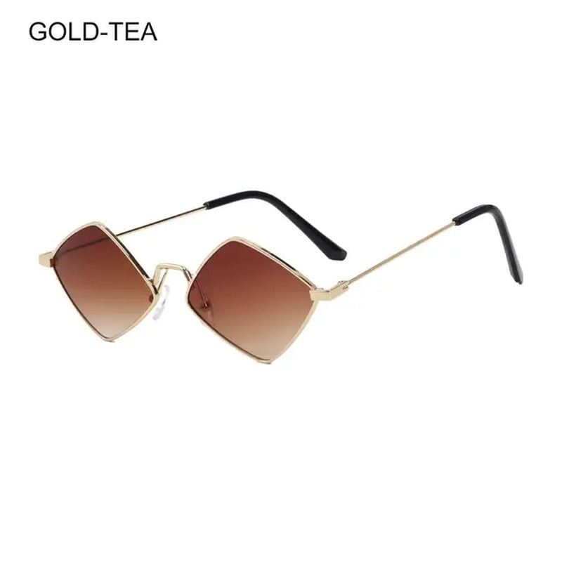 Hipster Polygon Women Sunglasses Irregular Vintage Small Frame Rhombus Ladies Sunglasses Shades Retro Alloy Eyewear Black