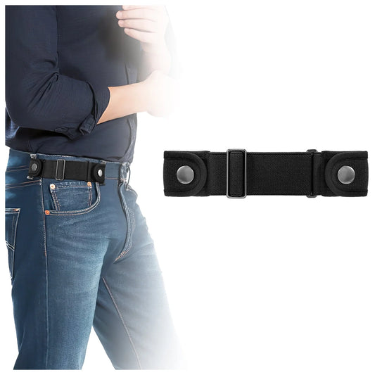 Elastic Belts for Men Women No Buckle Side Belt 2 Pack,Coffee