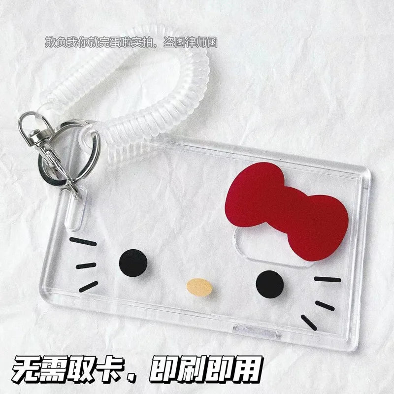 Hello Kitty Card Holder Cartoon Cute Badge Credit Card Holders Badge Credit Bank ID Holders Women Keychain Bus Card Cover Cases