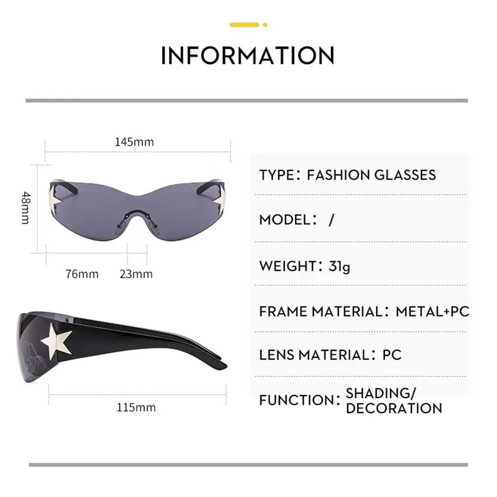 Oversized Goggle Rimless Eyewear Punk Y2K Sunglasses for Women Men Sports Sun Glasses Shades Wrap Around