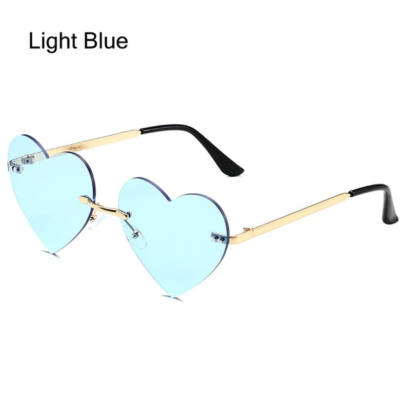 Heart Shape Fire Flame Sunglasses Wave Rimless Narrow Retro UV 400 Streetwear Vintage Eyeglasses Cycling Outdoor Sun Glasses