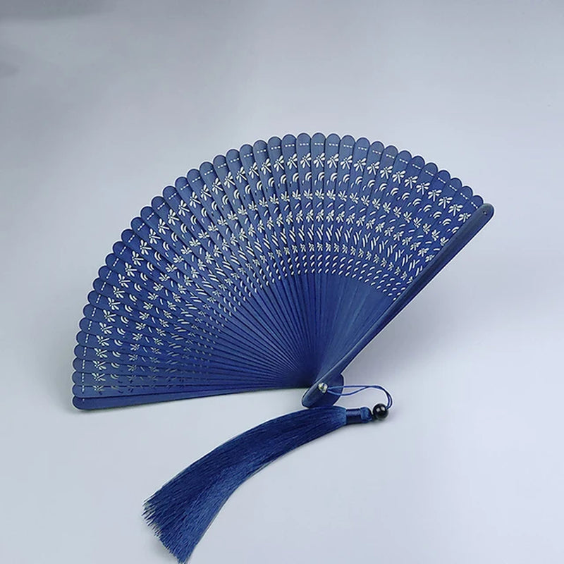 Full Bamboo Folding Fan Hollow Carving Women'S Dance Wedding Portable Fan Travel Selfie Accessories Craft Daily Home Decoration