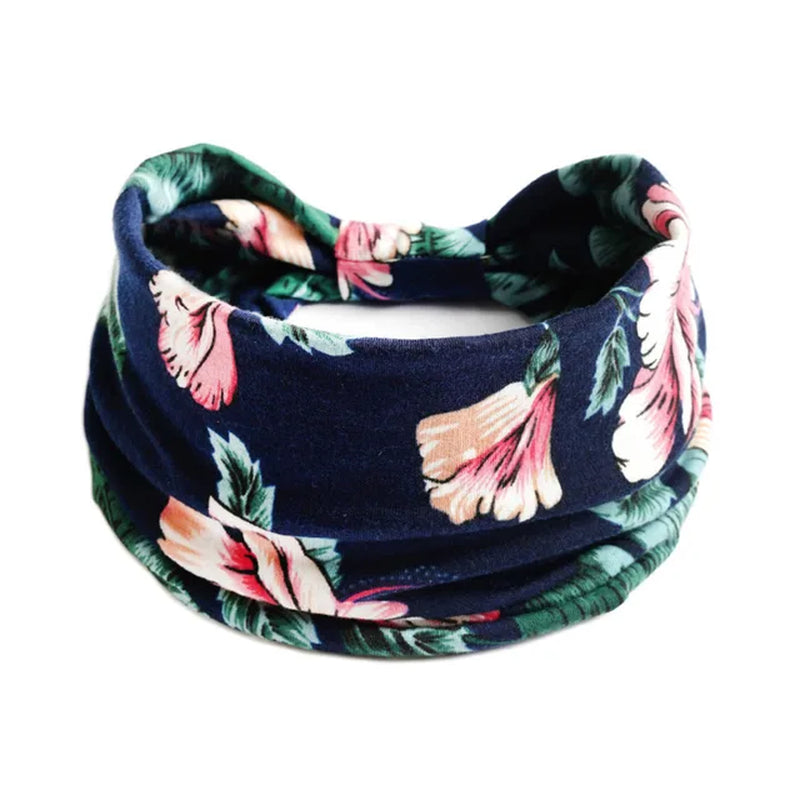 Wide Bandana Headbands for Women Boho Bandeau Headbands Knot Hair Scarf Bands Stretch Floral Printed Non Slip Headbands Elastic