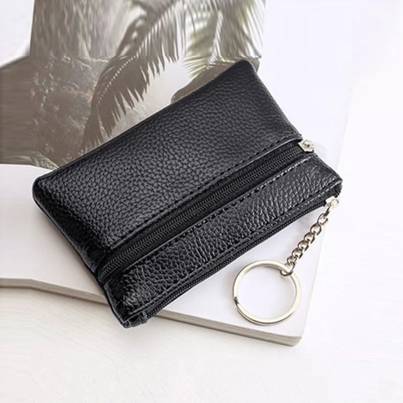 Various Styles Leather Women'S Wallet Purse Two/Three Zippers Coin Purse Coin Wallet Keychain Card Cash Holder Change Purse 2023