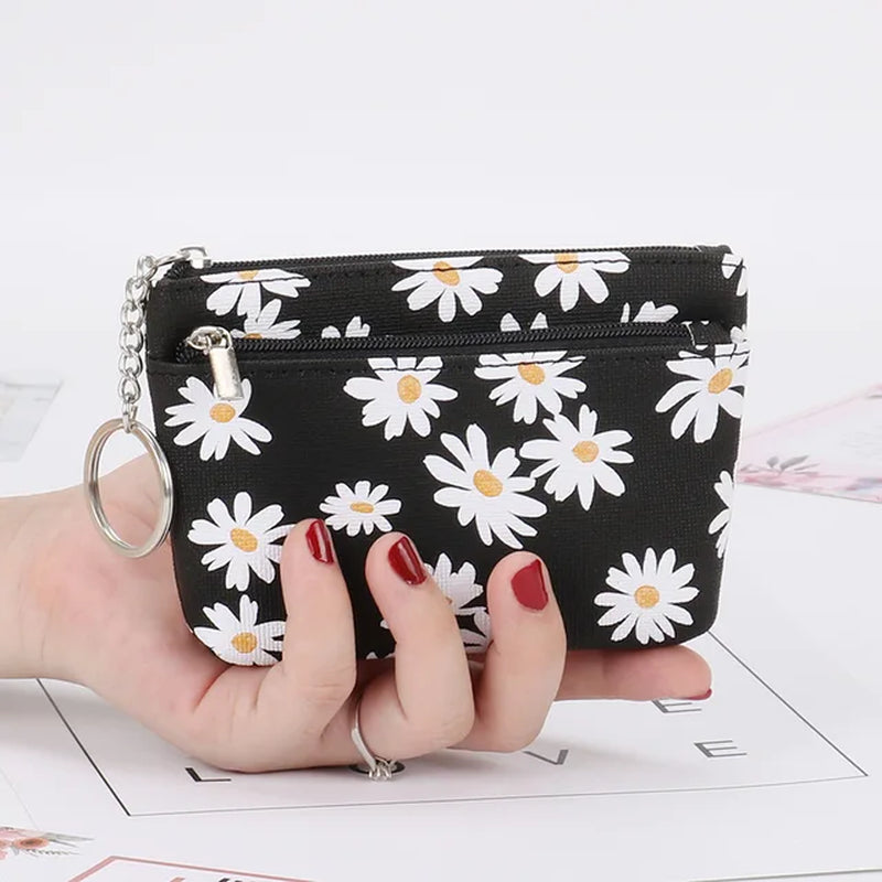 Various Styles Leather Women'S Wallet Purse Two/Three Zippers Coin Purse Coin Wallet Keychain Card Cash Holder Change Purse 2023