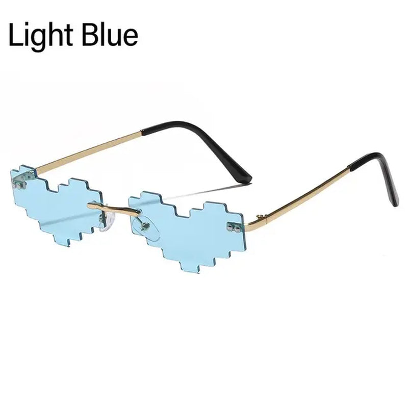 Heart Shape Fire Flame Sunglasses Wave Rimless Narrow Retro UV 400 Streetwear Vintage Eyeglasses Cycling Outdoor Sun Glasses