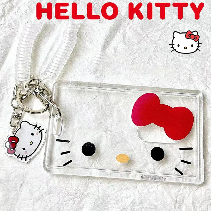 Hello Kitty Card Holder Cartoon Cute Badge Credit Card Holders Badge Credit Bank ID Holders Women Keychain Bus Card Cover Cases