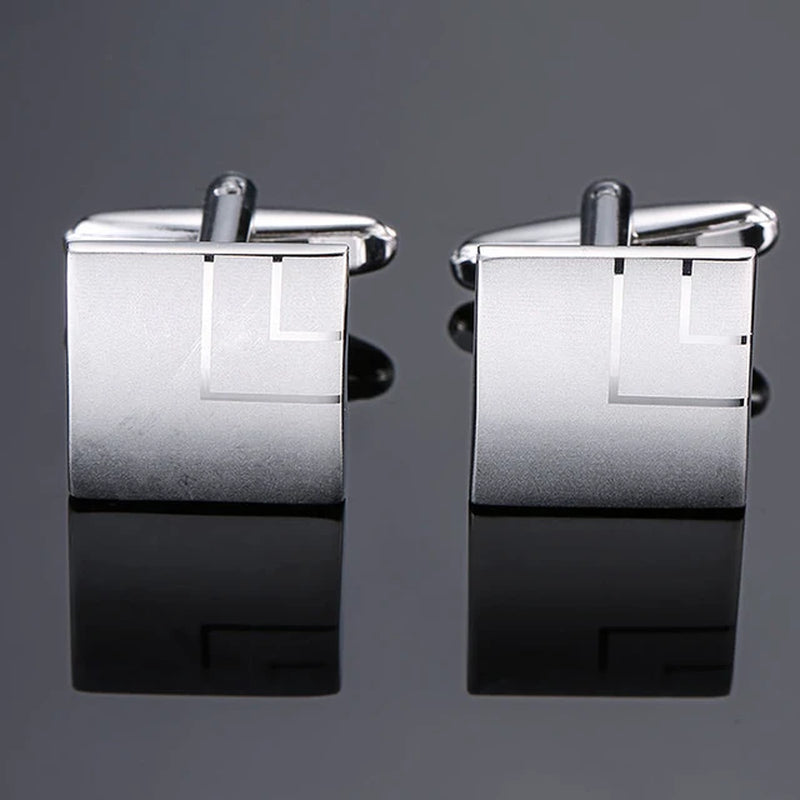 High Quality Brass Material Silvery Laser Pattern Building Block Cufflink Fashion Men'S French Shirt Cufflinks Wholesale Retail