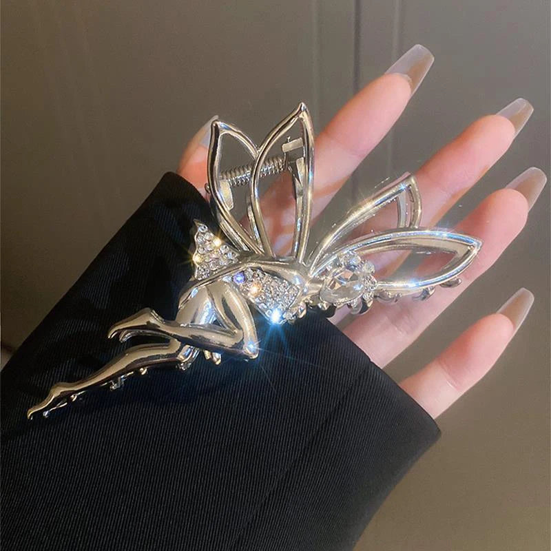 Rhinestone Elf Metal Hair Claw for Women Crab Clip Hairpin Crystal Pearl Hair Accessories Shiny Barrette Headband Jewelry Gifts