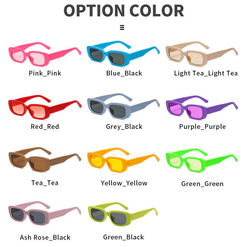 Stylish Y2K Sunglasses Women Man Macaron Pink Small Rectangle Colorful Sun Glasses Square Frame UV400 Eyewear