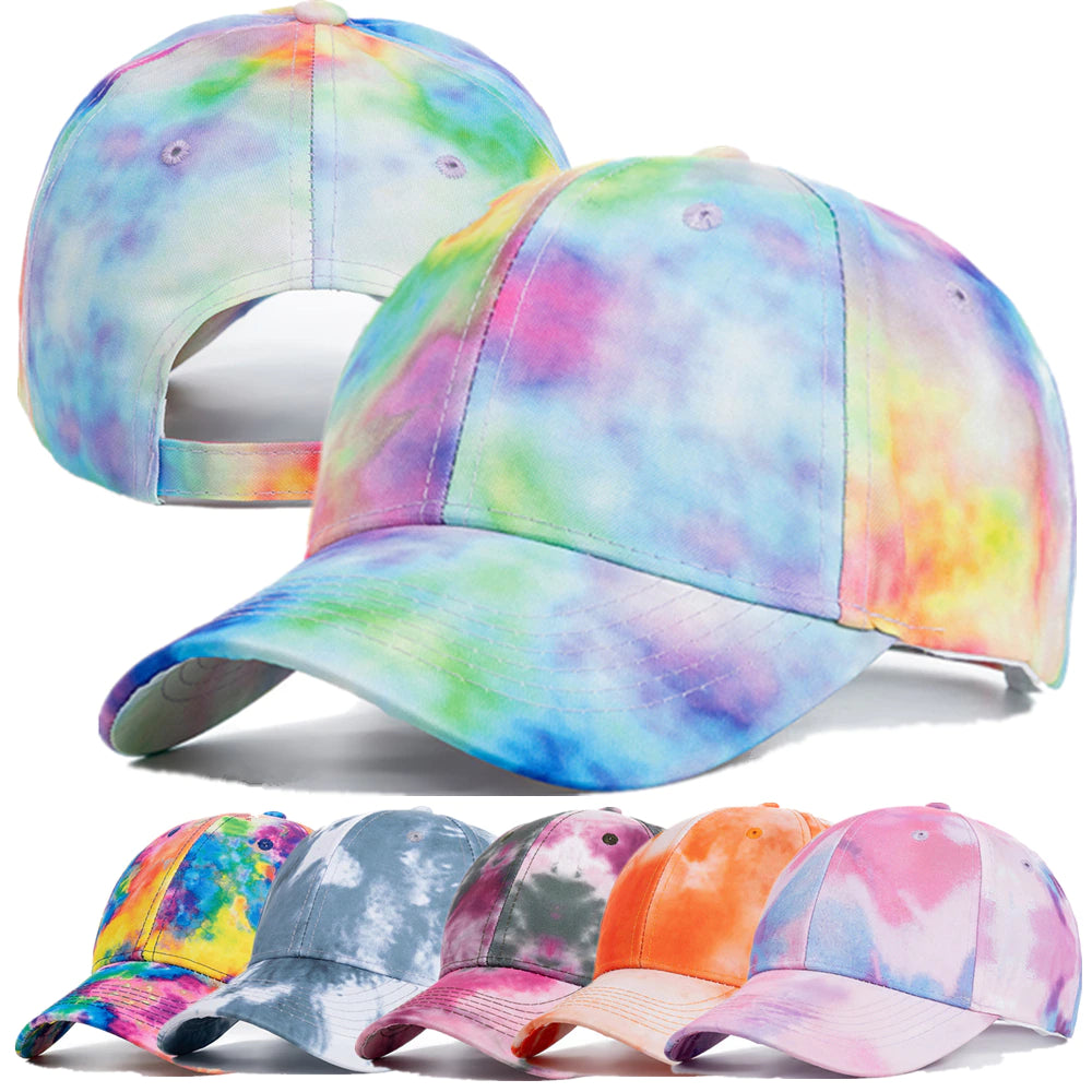 New Fashion Women Tie Dye Cap Multicolor Irregular Print Baseball Cap Female Outdoor Streetwear Summer Caps Hats