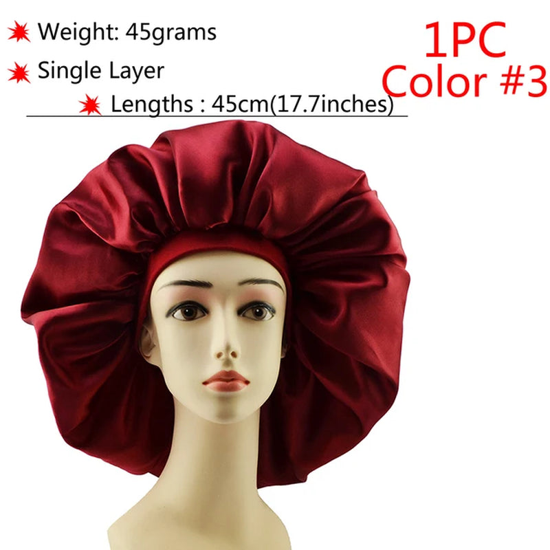 Silk Hair Bonnet Satin Cheveux Nuit Single Double Layer Silk Hair Cap for Women Sleeping Adjust Head Cover Hat Beauty Products