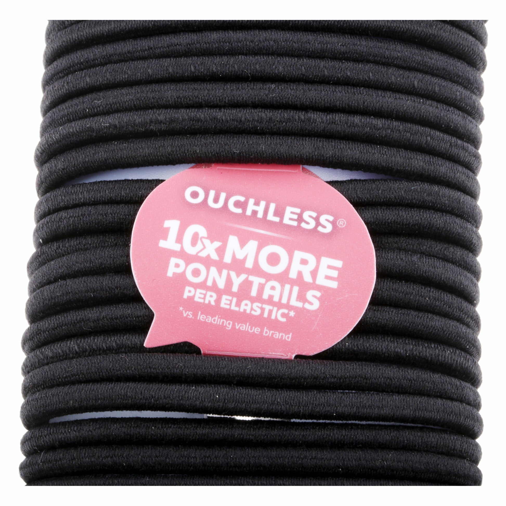 Ouchless Black Ponytail Holder Elastics Hair Tie, No Metal Gentle Hair Ties, 30 Ct