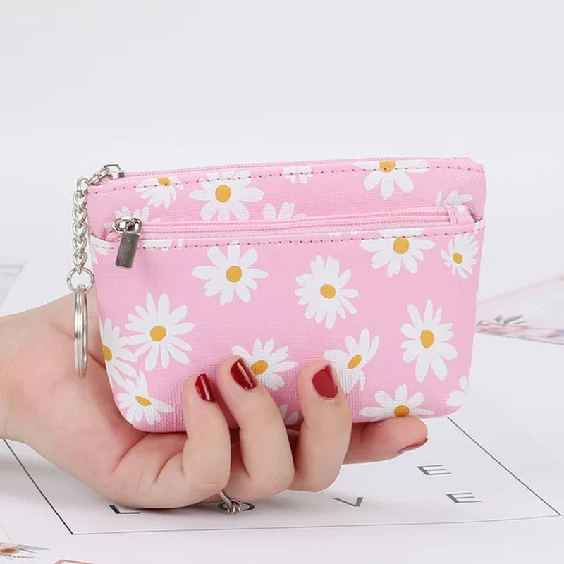 Various Styles Leather Women'S Wallet Purse Two/Three Zippers Coin Purse Coin Wallet Keychain Card Cash Holder Change Purse 2023