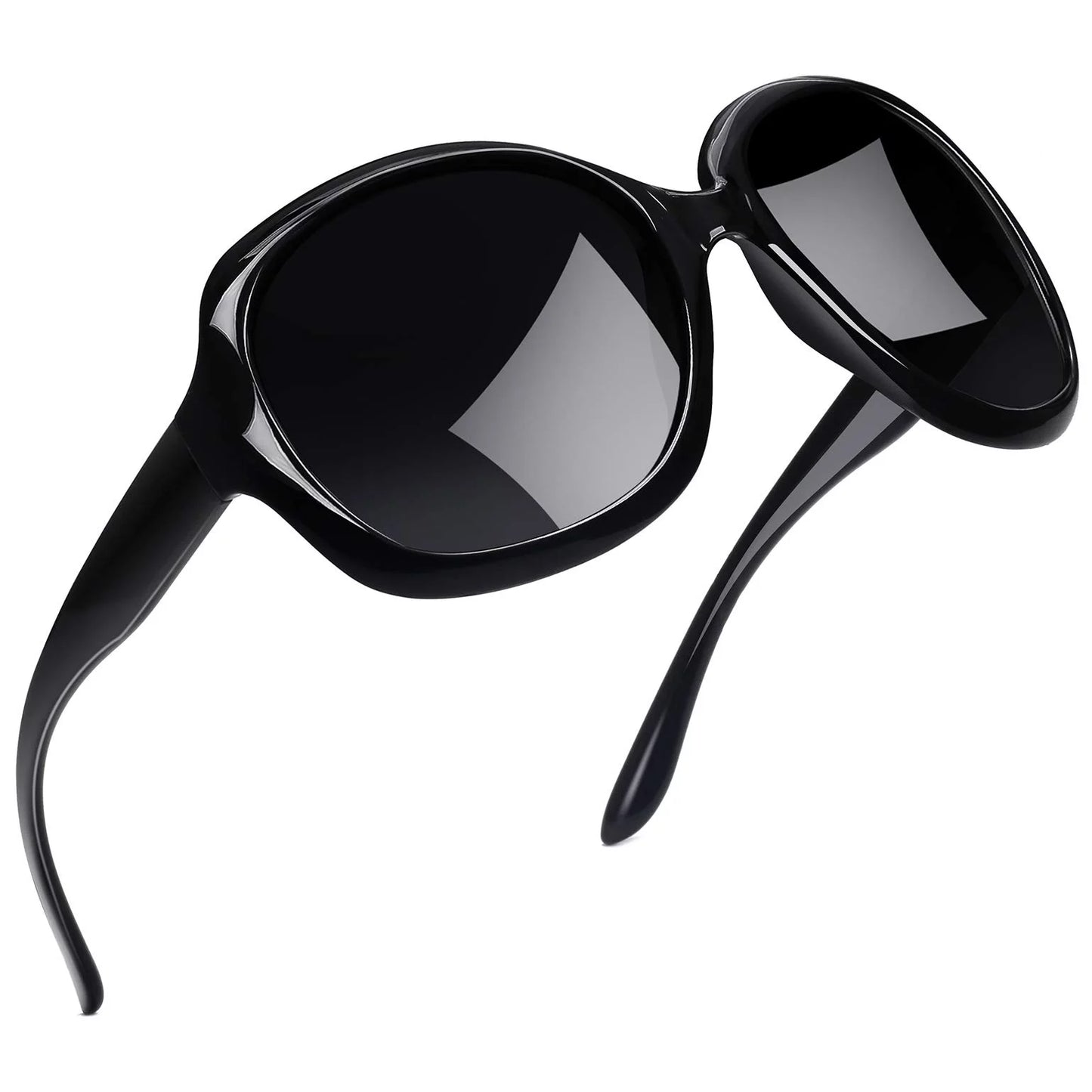 Polarized Sunglasses Womens Trendy Oversized Large Driving Sun Glasses Ladies UV Protective Big Sunnies Shades (Black)