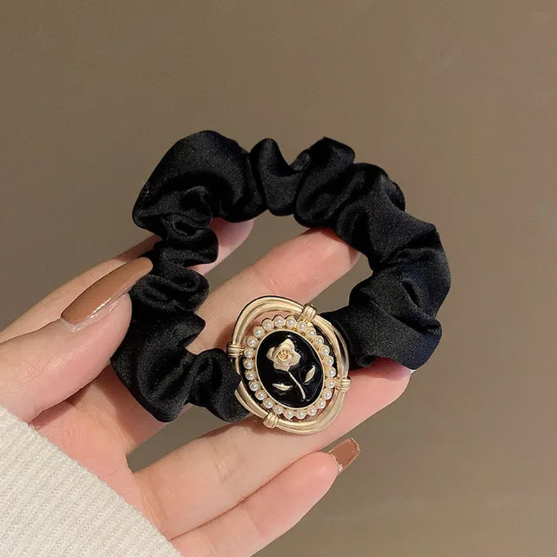 Luxury Jewelry 2024 New Headwear Rose Hair Loop High End Large Intestine Hair Band Rubber Band Women'S Tie Hair Rope