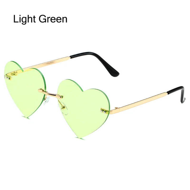 Heart Shape Fire Flame Sunglasses Wave Rimless Narrow Retro UV 400 Streetwear Vintage Eyeglasses Cycling Outdoor Sun Glasses