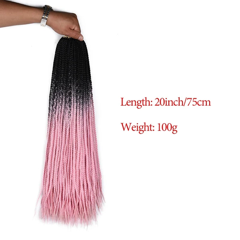 Synthetic Box Braids Crochet Braids Hair Medium 3X Twist 24Inches Pre-Looped Ombre Color Braiding Hair Extensions for Women