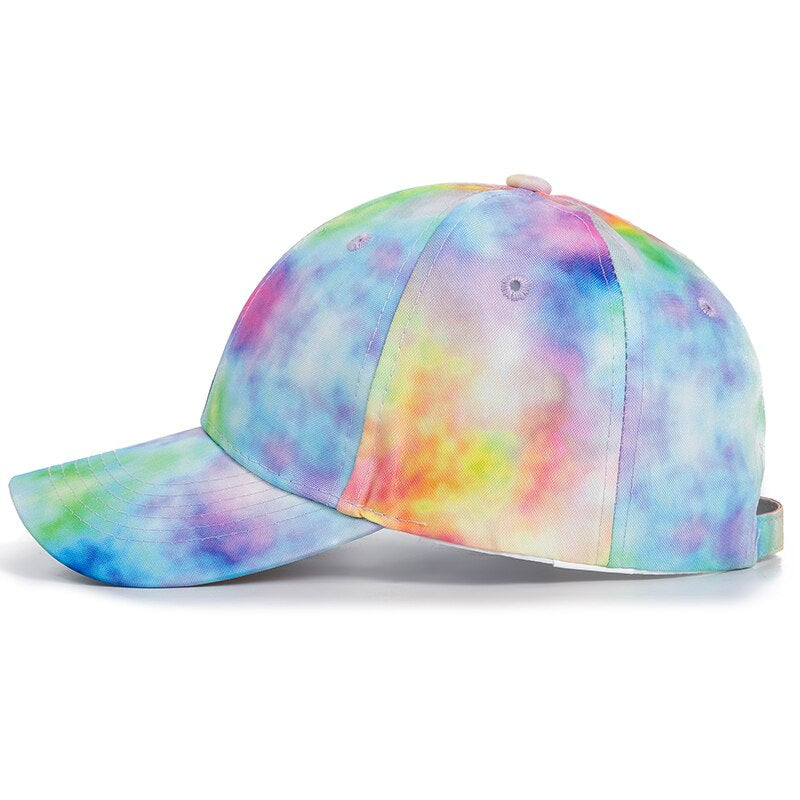 New Fashion Women Tie Dye Cap Multicolor Irregular Print Baseball Cap Female Outdoor Streetwear Summer Caps Hats