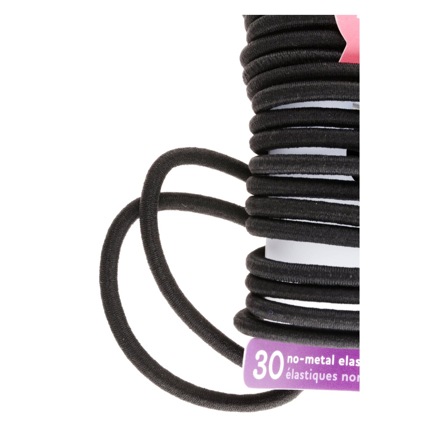 Ouchless Black Ponytail Holder Elastics Hair Tie, No Metal Gentle Hair Ties, 30 Ct