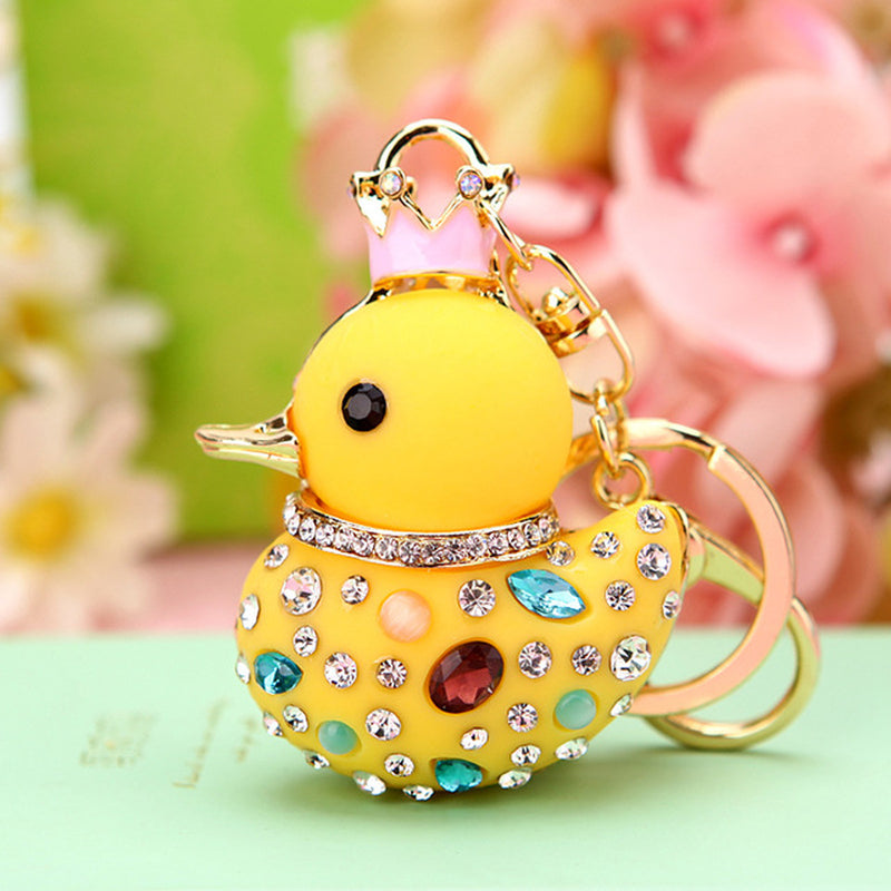 Fashion Duck Key Ring Purse Bag Keyring Rhinestone Keychain Charm Pendant Gift Keyfob